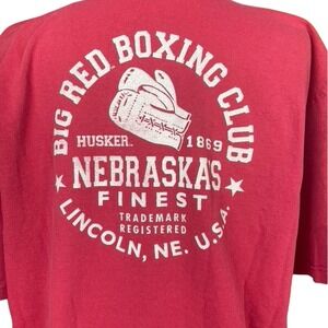 Vintage RED BOXING CLUB T-shirt Mens (L) Nebraska Destination Gym GEAR‎ USA